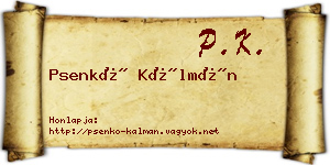 Psenkó Kálmán névjegykártya
